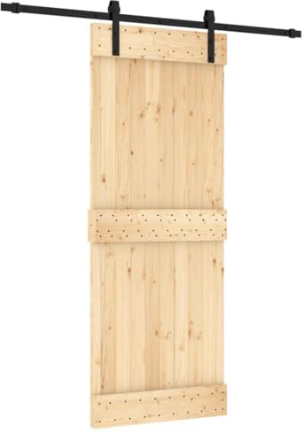 vidaXL Porta Scorrevole con Set Hardware 80x210 cm Legno Massello Pino