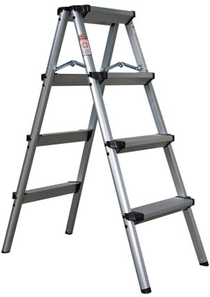 DIVIDยฎ Aluminum Klappleiter 2x3, 2x4 oder 2x5 Stufen | Trittleiter | Klappleiter | Mehrzweckleiter | Klappbar | Klapptrittleiter | (2x4)