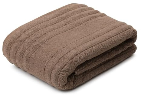 Gözze - Mailand Frottier-Badetuch, Weich und saugfähig, 70% Bio-Baumwolle/30% Viskose (Bambus), Vegan, 100 x 150 cm - Stein