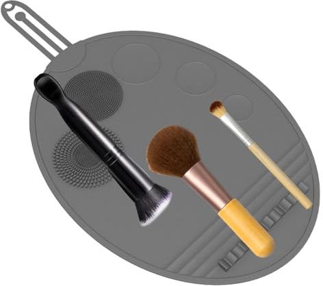 Silicone Makeup Brush Scrubber,Professional Cosmetic Brush Cleaner Tray Brush Cleaning Pad - Silicone Makeup Tool Mat, Makeup Brush Cleaning Pad for Foundation, Eye Shadow Uozonit