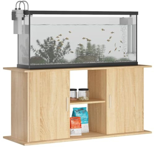 Gecheer Support pour Aquarium 121x41x58 cm Bois D'ingénierie, Meuble de Base avec 2 Portes et Compartiments pour Aquarium, Table D'aquarium pour Réservoir de Poisson