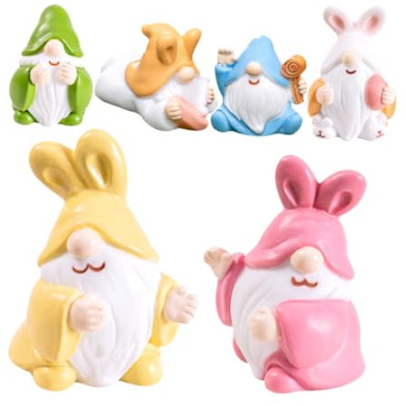 Gogogmee 6St Hasenohren Zwerg Osterzwerge-Dekorationen Frühling tomte Nisse Hasenzwergfigur Kunsthandwerk Gnom-Ornament Zwergen-Ornamente Hasen Ohren schmücken Rasen Statue Zubehör Harz