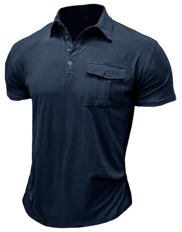 Suwangi Poloshirt mit Brusttasche Herren 4 Knopfleiste Arbeit Poloshirts Kurzarm Sommer Freizeit T-Shirt Polohemd