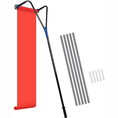 6 m Dach-Schneeharke mit 45-cm-Fräse und 7,5-cm-Rädern, langlebiger Schnee-Dachrechen mit Schneerutsche für Schrägdach und Schindeldach