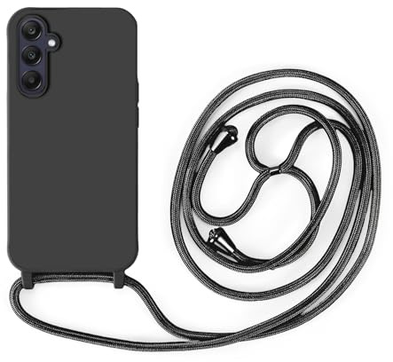 Handykette Kompatibel mit Samsung Galaxy A25 | Necklace Hülle mit Band, Handyhülle zum Umhängen | Case mit Handykordel, Stoßfeste Schutzhülle zum Umhängen Kordel | Schwarz