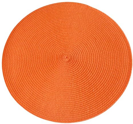 Ueiwffzo 4 Stück Tischset Rund, 38 cm gewebt Platzset Abwaschbar, Tischwäsche, Platzdeckchen für Esszimmer küche Speisetisch Hotel (Orange)