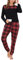 Vlazom Pyjama Femme Hiver Ensemble de Pyjama Longue Manche Vêtements de Nuit à Carreaux avec Poches Ensemble d'intérieur pour Noël，B-Rouge/Noir，L