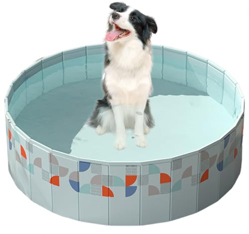 RUYICZB Foldable Dog Kiddie Pool, Hard Plastic Kids Paddling Swimming Pool for Backyard Collapsible Whelping Box Pet Doggie Cats Wading Pool Bathtub for Puppy Large Dogs,160cm