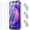 YUXINDZ 3 Piezas Protector Pantalla para iPhone 12 con 3 Piezas Protector Lente Camara, Vidrio Cristal Templado Antiarañazos, Dureza 9H, HD Transparente, Sin Burbujas