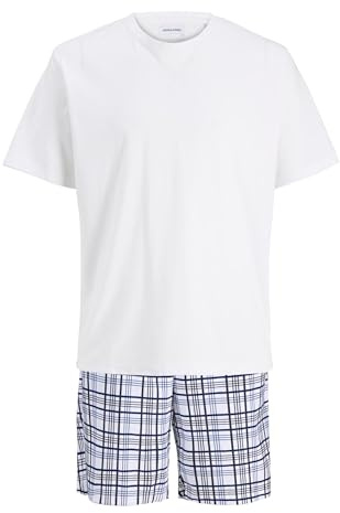 JACK & JONES Herren Jacmax Ss Tee and Shorts Set W, Weiß, S