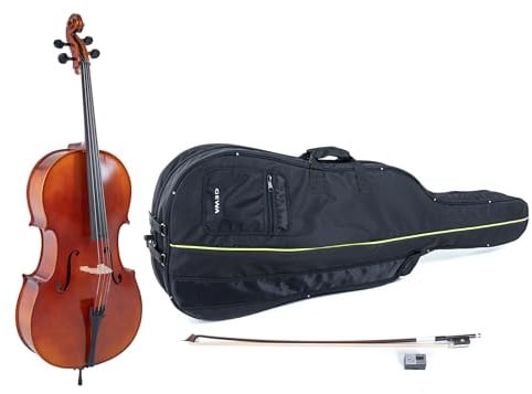 GEWA Cello, Cellogarnitur Serie Ideale VC2-4/4 Spielfertig, inkl. Tasche, Massaranduba Bogen, Larsen Aurora Saiten