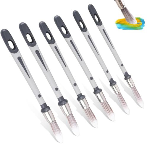 6 Pack Paint Brush for Walls, 0.45/0.6/0.7 inch Small Paint Brush Wall Trim Painting Tools for Decorating, Trim Painting, Paint Brushes for Baseboards, Corners, Edges, Narrow Areas, Touch Up