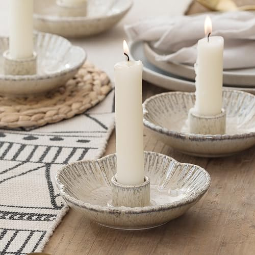 Ceramic Candlestick Holder, Candle Holder for Taper Candles,Incense, Santo Palo, Halloween Christmas Wedding Parties, Dining Room Home Decoration Display - Camel