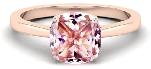 Kissenschliff Morganit Ring für Frauen Diamant Halo Ring Massiv 925 Sterling Silber Ring Handgefertigter Designerring Morganit Geburtsstein Hochzeitsgeschenk für einen besonderen Menschen
