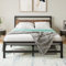 VECOCHO Double Bed Frame with Wooden Headboard, 4ft6 Metal Platform Bed Frame Double Bed No Box Spring Needed,Mattress Base/UnderBed Storage,Heavy Duty Steel Slats,Rustic Brown