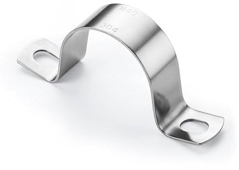 Pipe Strap Clamp, 8Pcs M40 Heavy Duty Conduit Clips 304 Stainless Steel Brackets Saddle Clip U Bracket Two Hole Tube Strap, Pipe Mounting Brackets for Hose Pipes (40mm)