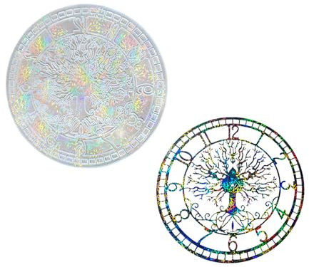 ROYJJ Runde Lebensbaum-Uhr, Wanddekoration, Klebeform, kreative Silikonform, rund für die Herstellung von Wanddekorationen, mit Lebensbäumen-Designs und Uhr-Funktionalität für Bastelliebhaber