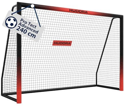 HUDORA Fußballtor Pro Tect Advanced – Outdoor Fußballtor mit Netz und wetterfester Ummantelung für Kinder/Erwachsene – Einfacher Aufbau im Garten – Hochwertige Torwand mit Reiß- und Klettverschlüssen
