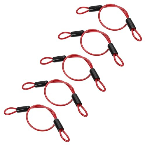 PATIKIL Cavo in acciaio inox rivestito in vinile con passanti, diametro 3/16, 5 pezzi, 0,6 m (50,8 cm), catena di sicurezza flessibile, per illuminazione da palcoscenico esterno, serratura per