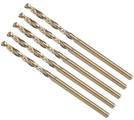 METALLIXITY Drill Bit (1.5mm) 5Pcs, M35 Cobalt High-Speed Steel Straight Shank Spiral Flute 135°Point Tip Gold for Stainless Steel Iron Copper Aluminum Hard Metal
