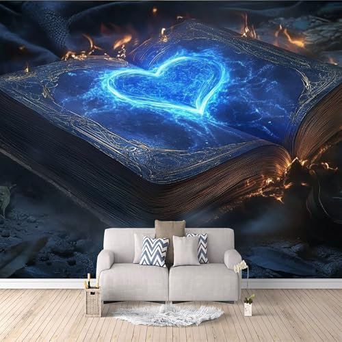 3D Fototapete Magische Buchliebe 200x140 cm 3D Wandbild Tapete, Modern Vlies Motivtapeten, Groß Foto Tapete, Schlafzimmer Wohnzimmer Büro Wandtapete Deko.