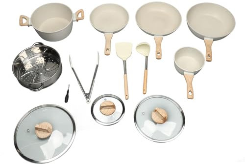 Pots and Pans Set Nonstick Granite Induction Kitchen Cookware Set for Cooking Frying Boiling Stewing White Safe Materials Even Heat Distribution Stylish Design 8 Piece Set