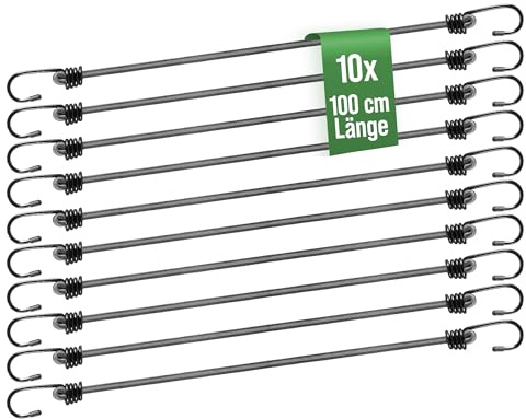 Mehr Garten Spanngummis mit Haken, 10 Stück, 100 cm, Ø 8 mm | Universal Expander bis 30 kg belastbar – wetterbeständige Gummispanner für Gepäck und vielseitige Befestigungen