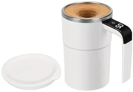 Selbstrührende Kaffeetasse - 380ml Magnetische Selbstrührende Tasse Mit Temperaturanzeige, Kaffeerührbecher Edelstahl Mit Deckel, Intelligente Kaffeetasse, Für Kaffee Tee Heiße Schokolade Milch