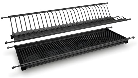 ALK Escurreplatos Acero Inoxidable AISI 304 con Bandeja – Escurridor Platos y Vasos – Organizador Cocina – Escurreplatos Armario – Disponible en Dos Acabados (Negro INOX, M600)