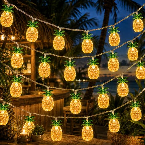 ALEGRE Ananas Lichterkette Sommer, 3M 20LED Hawaii Lichterkette Batterie, Hawaii Party Deko, Ananas Deko Lichterketten Innen, Sommerlichterkette für Strand,Sommerparty Dekoe,Tropische Party Decoration