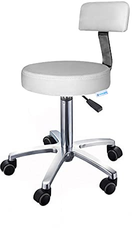 Edelweiss Beauty White Hocker höhenverstellbar gepolstert PU Anti-Stain (Weiß)