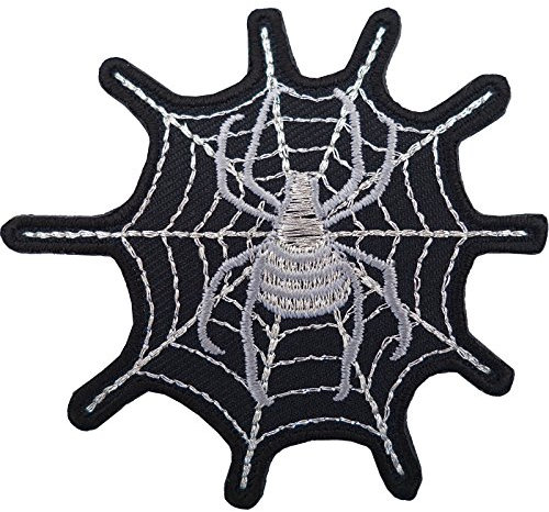 Spider Web Patch Iron On Sew On T Shirt Jeans Jacket Bag Embroidered Biker Badge