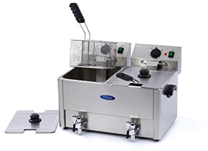 Friteuse 2x 8 L 2 Paniers avec robinet Friteuse - Double poêle - Professionnelle - Inox - 16 litres - Avec robinet de vidange