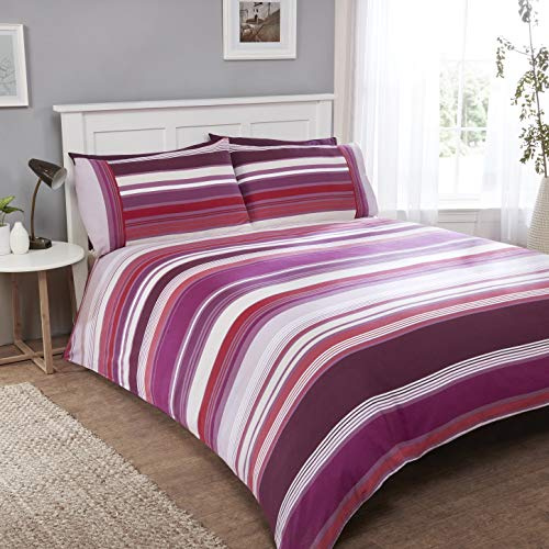 Rapport Stratos 100% Brushed Cotton Duvet Set, Double - Mulberry