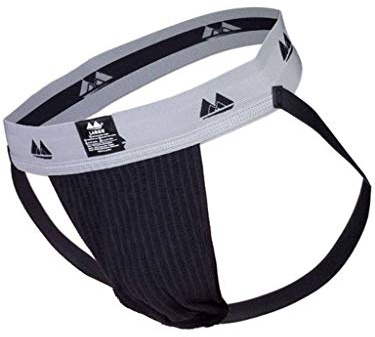 MM - Jockstrap- Heren String - Tailleband 2 inch - Zwart/Grijs L