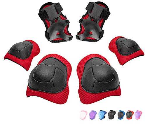 Kids/Youth Knee Pads Elbow Pads Wrist Guards 3 in 1 Protective Gear Set for Child Roller Skates, Cycling, Inline Skating, Scooter Skateboard, BMX Bike, Riding, and Multiple Outdoor Sports