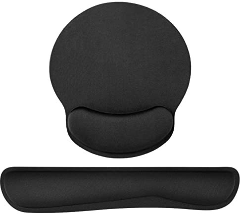 Gaming Keyboard and Mouse Wrist Rest Pad, Ergonomic Support Mat with Memory Foam for Computer Laptop Office Working - Black