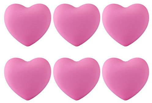 Haunen 6er Set Möbelknöpfe Kinderzimmer Möbelgriff Kinder Set Schubladenknopf Schrank Kommoden Ziehgriffe Herzform, 4×3,8×2,4cm (Rosa)