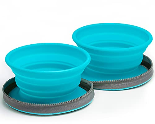 Colapz Collapsible Dog Bowls with Travel Case 2 Pack | Compact food and water bowls for walks, camping, holidays and everyday adventures