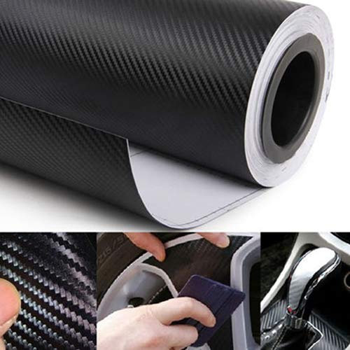 Brüssel s08 Durable 3D Carbon Fiber Vinyl Car Wrap Bogen Selbstklebende Auto Aufkleber Folie Aufkleber für Auto, Laptop, Fahrrad, 127 cm x 30 cm, Zufällige Farbauswahl