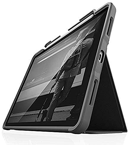 STM Bags Dux Plus Case Folio Schutzhülle für Apple iPad Air 10,9 (2022 & 2020) - schwarz/transparent [Apple Pencil Halterung I Militär Standard I Wasserabweisend I Standfunktion I wake/sleep]