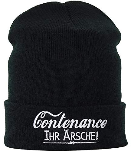 EXPRESS-STICKEREI Lustige Strickmütze - Warme Wintermütze mit Spruch Contenance, Ihr Ärsche! - Biker Beanie für Damen und Herren - Unisex Wollmütze Seemannsmütze - Beanie Haube mit Spruch