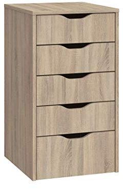 MUEBLES PITARCH | Cajonera de Oficinas Auxiliar de Despacho con 5 Cajones, Roble Cambrian, 71x40x43cm (Alto x Ancho x Fondo) Cajonera Baño, Colección Tibet