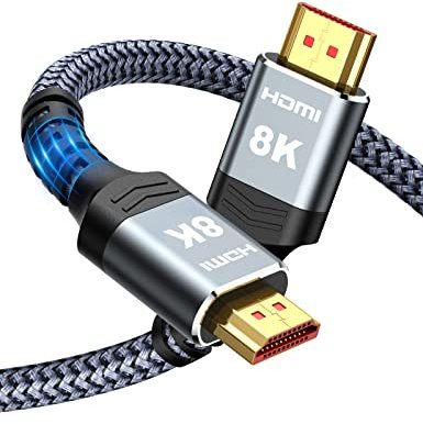Câble HDMI 8K Long 2.1 30FT/9M, Highwings 48Gbps High Speed HDMI 4K120 144Hz Dynamic HDR 10 eARC HDCP 2.2&2.3 Compatible avec PS5, lecteur Blu-ray et moniteur