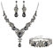 EVER FAITH Kristall Schmuckset Hochzeits Braut Art Deco Floral Teardrop Halskette Ohrringe und Armband Set Grau