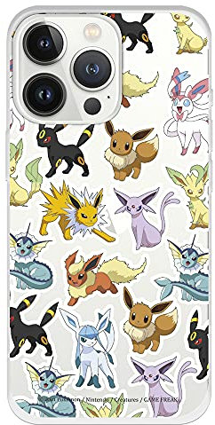 LA CASA DE LAS CARCASAS Schutzhülle für iPhone 13 Pro, Pokémon-Eevee-Evolutions, Silikon, Stoßfest, Transparent, Glatt, Erwachsene, 7 cm x 13.5 cm x 1 cm