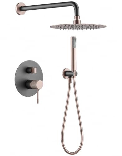Line Imex GPD038/GC Duschset für die Wand, aus mattem Messing und Champagner, rund