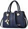 DORRISO Handtasche Damen Mittelgroß - Elegante Große Kapazität Wasserdicht PU Leder Mode Ornamente Abnehmbarem Schulterriemen für Reisen Arbeit Einkaufen Mitternachtsblau
