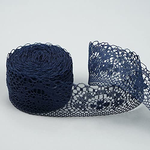 10 M Spitzenbordüre Spitzenband, Breite 4cm Vintage Spitzen Band Geschenkband Dekoband Spitzenborte Zum Basteln Nähen Weihnachten Ostern Hochzeit Geschenkverpackung Tischdeko DIY Handwerk,Navy blau