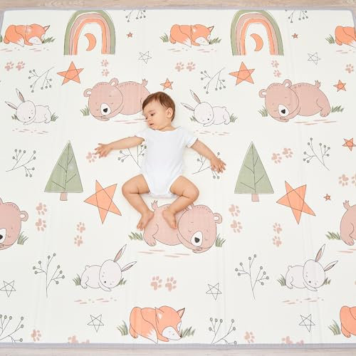 Krabbelmatte Baby Faltbar Spielmatte Kinder Spieldecke 180x200x1.5cm Krabbeldecke Für Baby - Babymatte Kindermatte - Schaumstoffmatte Kinderteppich- Spielteppich - Bodenmatte Kinder - Babygeschenk
